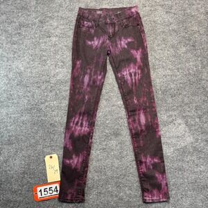 Gray Ant Skinny Jeans Purple Black Tie Dye Acid Wash Womens Size 26x29 Punk Grun